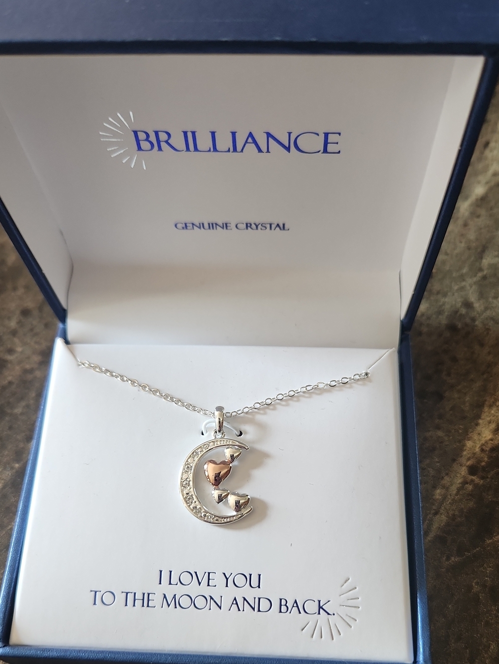 Kohl's Two-Tone Moon & Hearts Necklace - Silver and Rose Gold